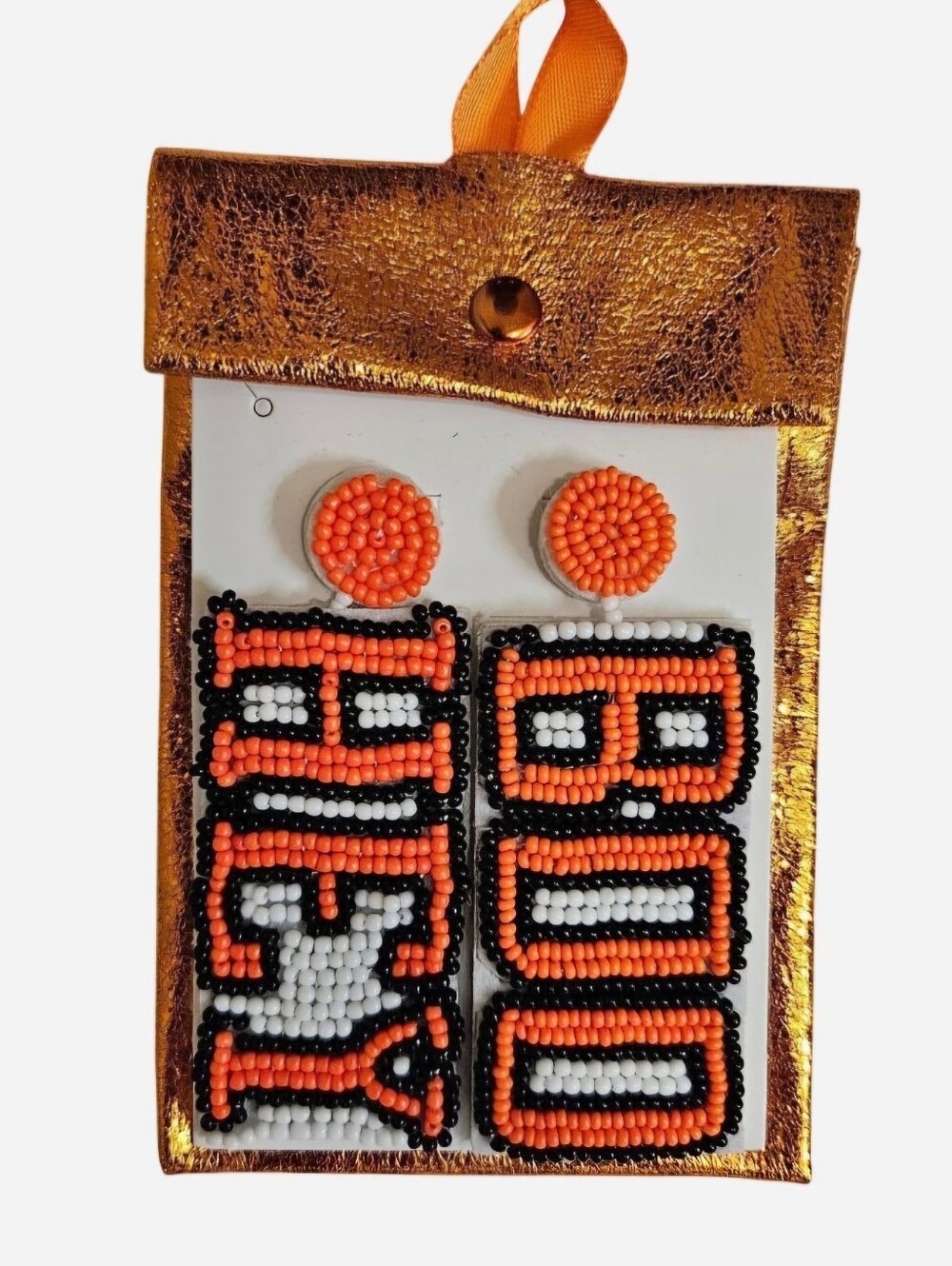 Simply Southern Orange & black beaded earrings 'HEY BOO' Halloween Earrings NEW